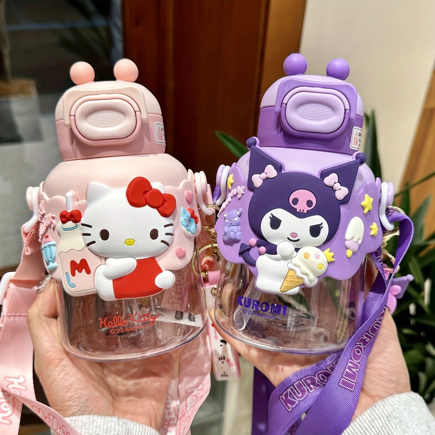 Playbee Sanrio Cartoon Character Water Bottle with Straw