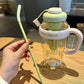 1300ml large capacity cute ice cream themed water bottle with handle, straw