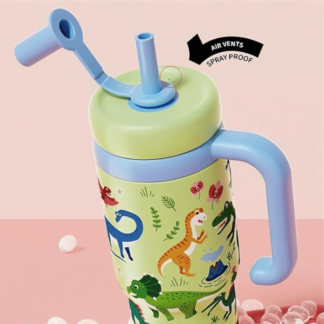 Playful Spray Water Bottle with Dual Lids
