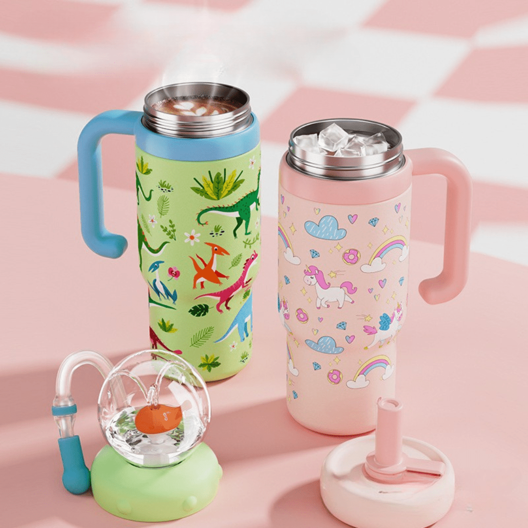 Playful Spray Water Bottle with Dual Lids