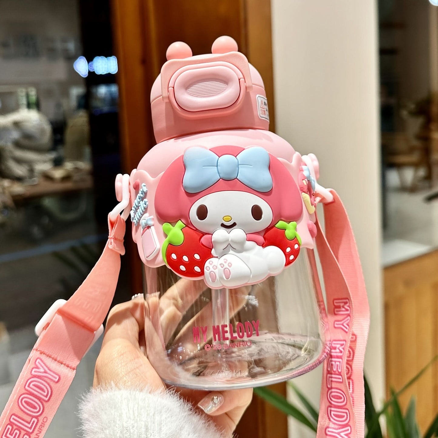 Playbee Sanrio Cartoon Character Water Bottle with Straw