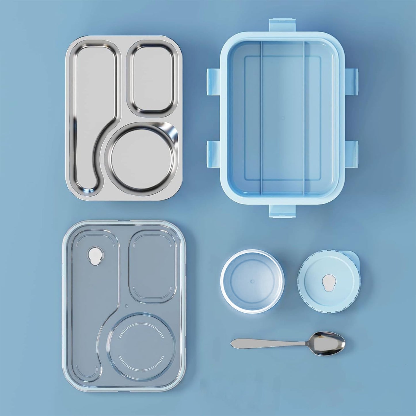 Premium stainless steel compartment lunch box 1 set