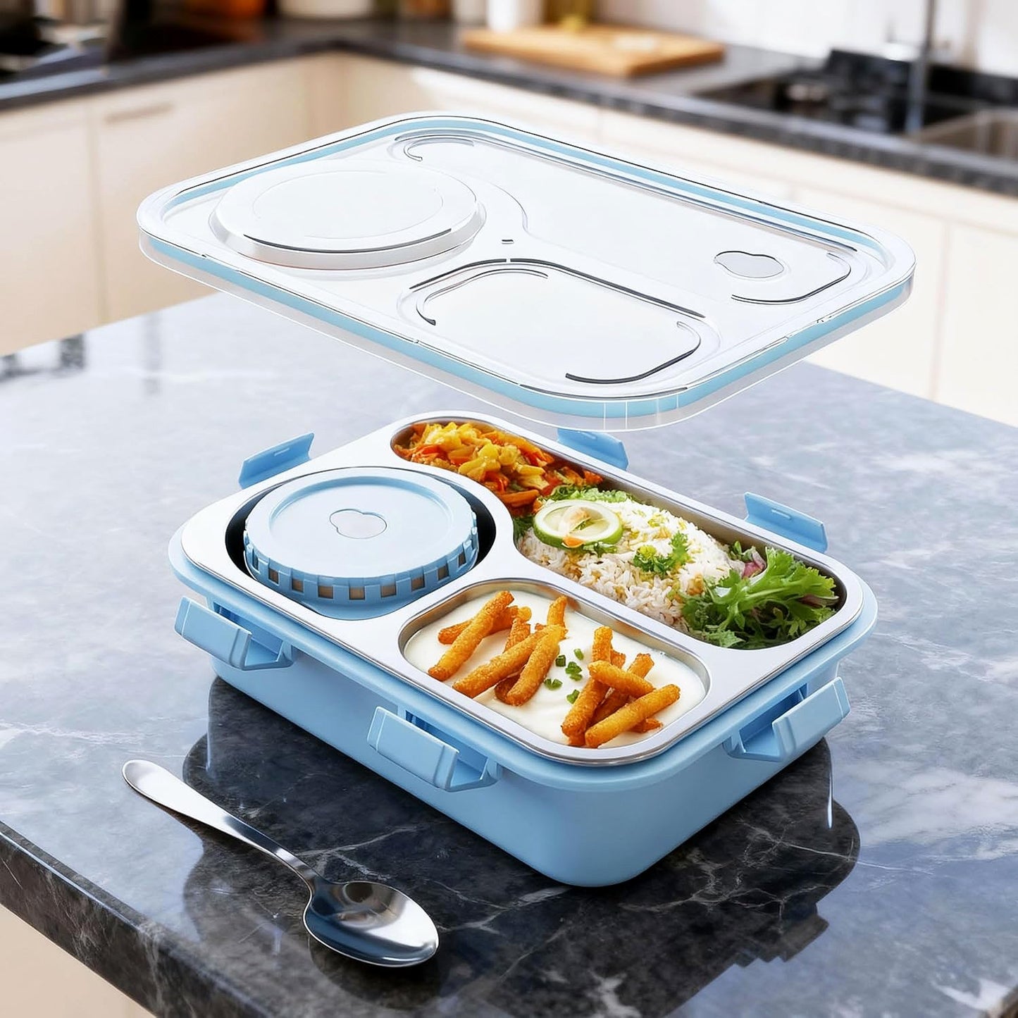 Premium stainless steel compartment lunch box 1 set