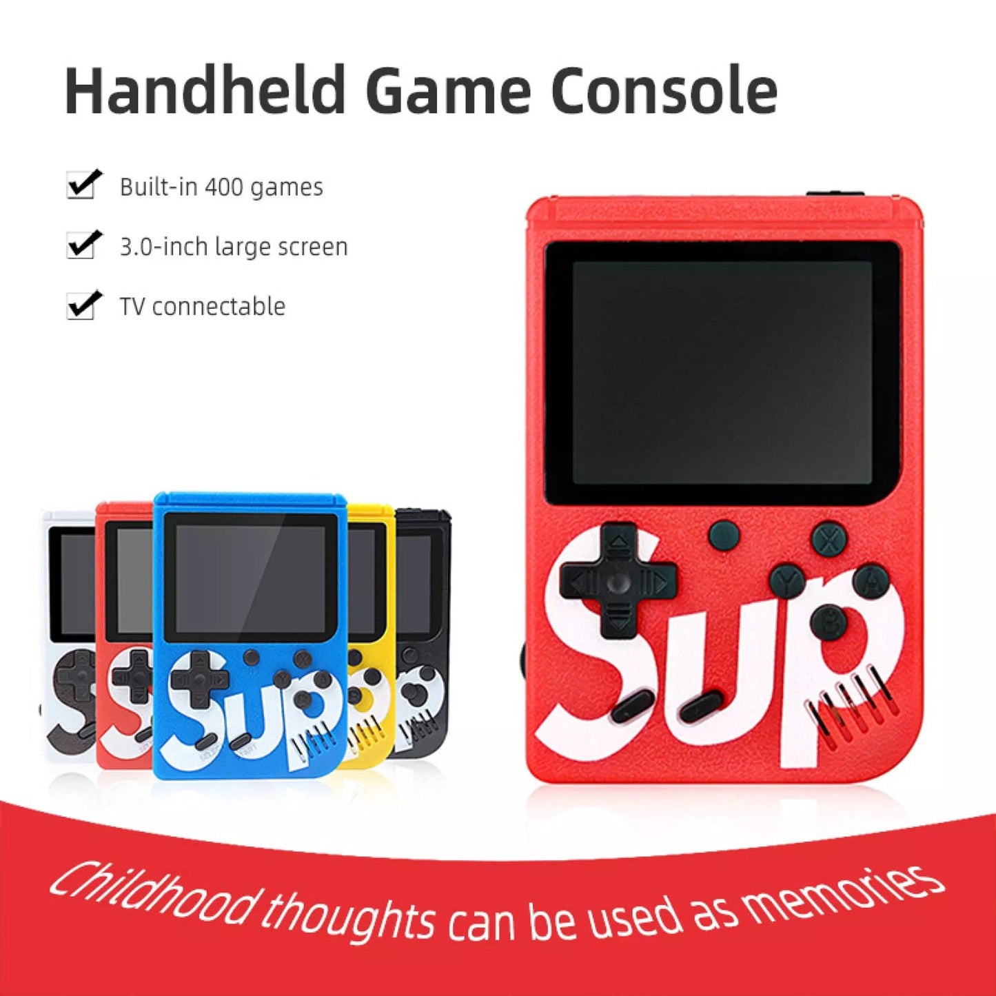 Playbee 400-in-1 SUP Retro Handheld Game Console - Double Player Edition