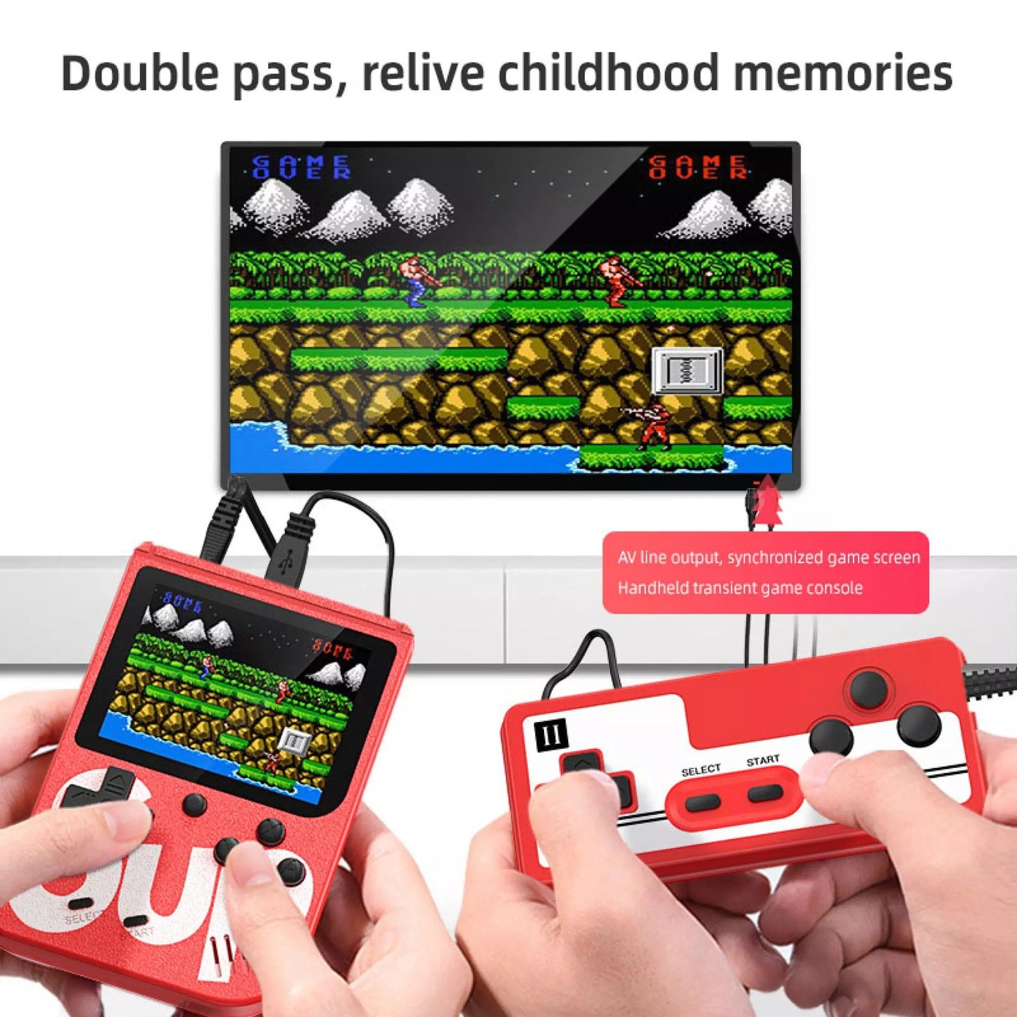Playbee 400-in-1 SUP Retro Handheld Game Console - Double Player Edition