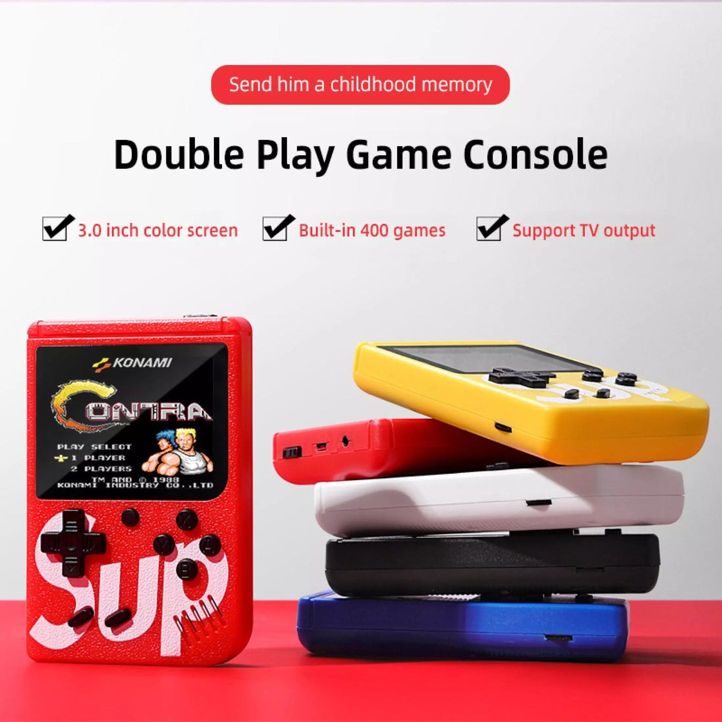 Playbee 400-in-1 SUP Retro Handheld Game Console - Double Player Edition
