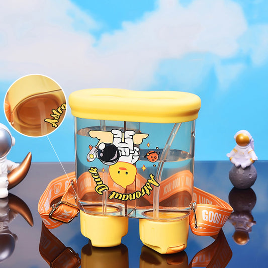 Playbee 640ml Dual Compartment Straw Sipper Bottle