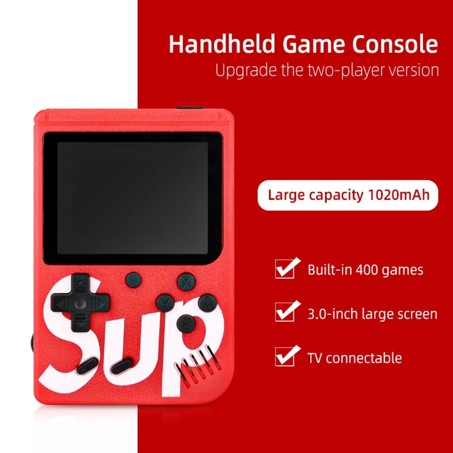 Playbee 400-in-1 SUP Retro Handheld Game Console - Double Player Edition
