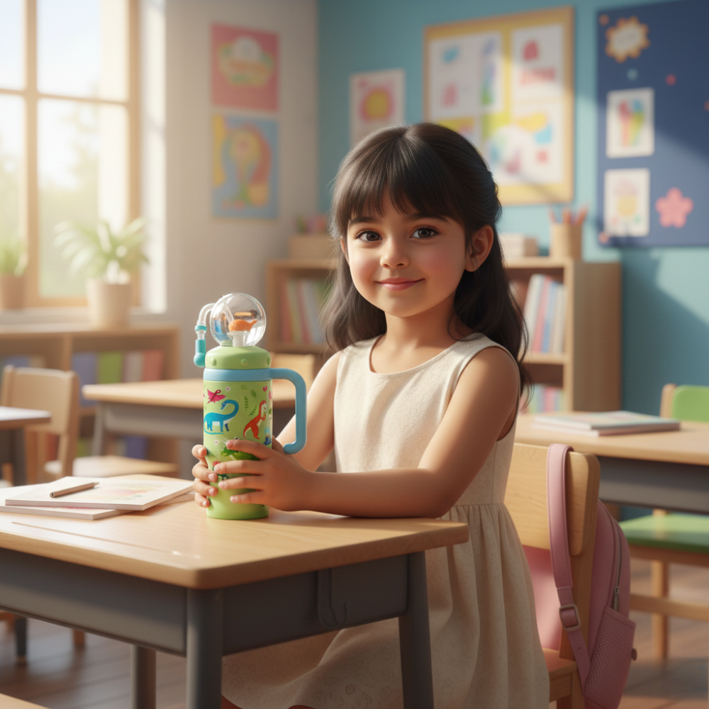 Playful Spray Water Bottle with Dual Lids