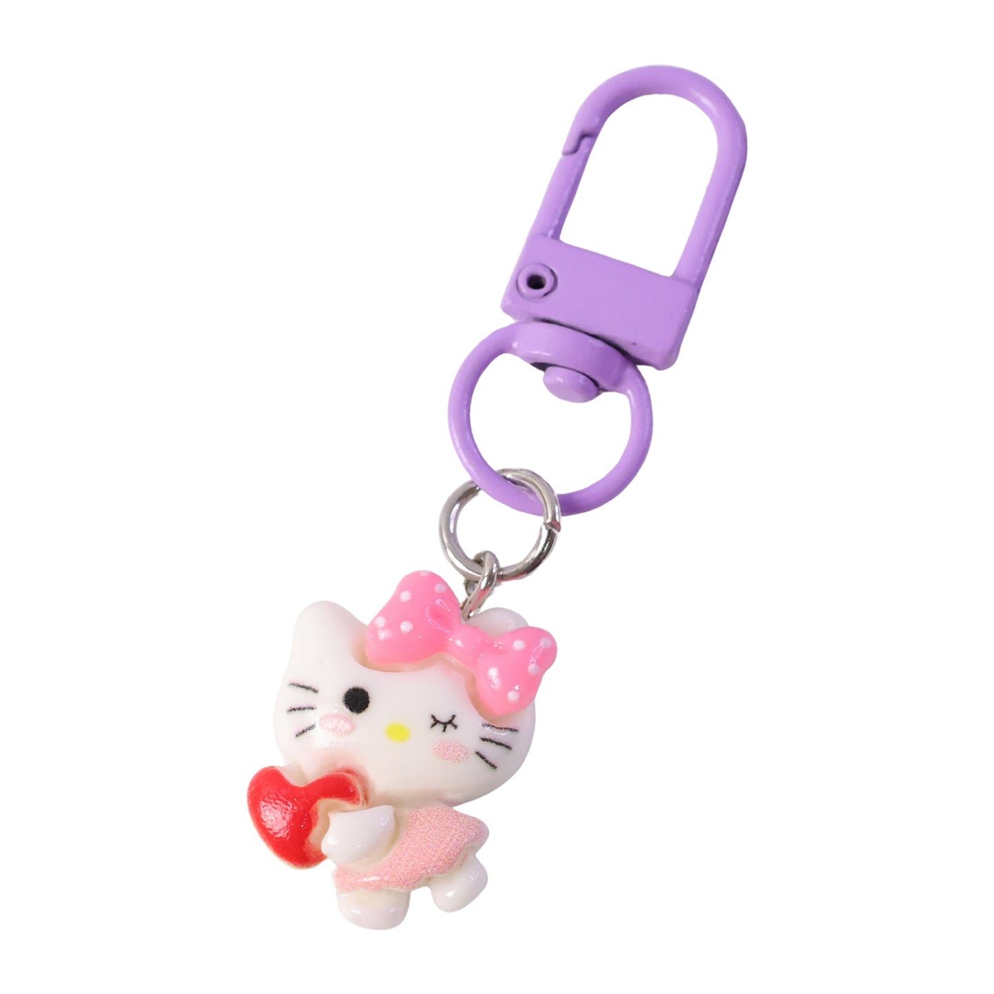 Cartoon keychain with heart and bow (1 pc)